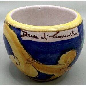 Vintage Duca Di Camastra Italian Art Pottery Cache Pot Planter 3” Signed